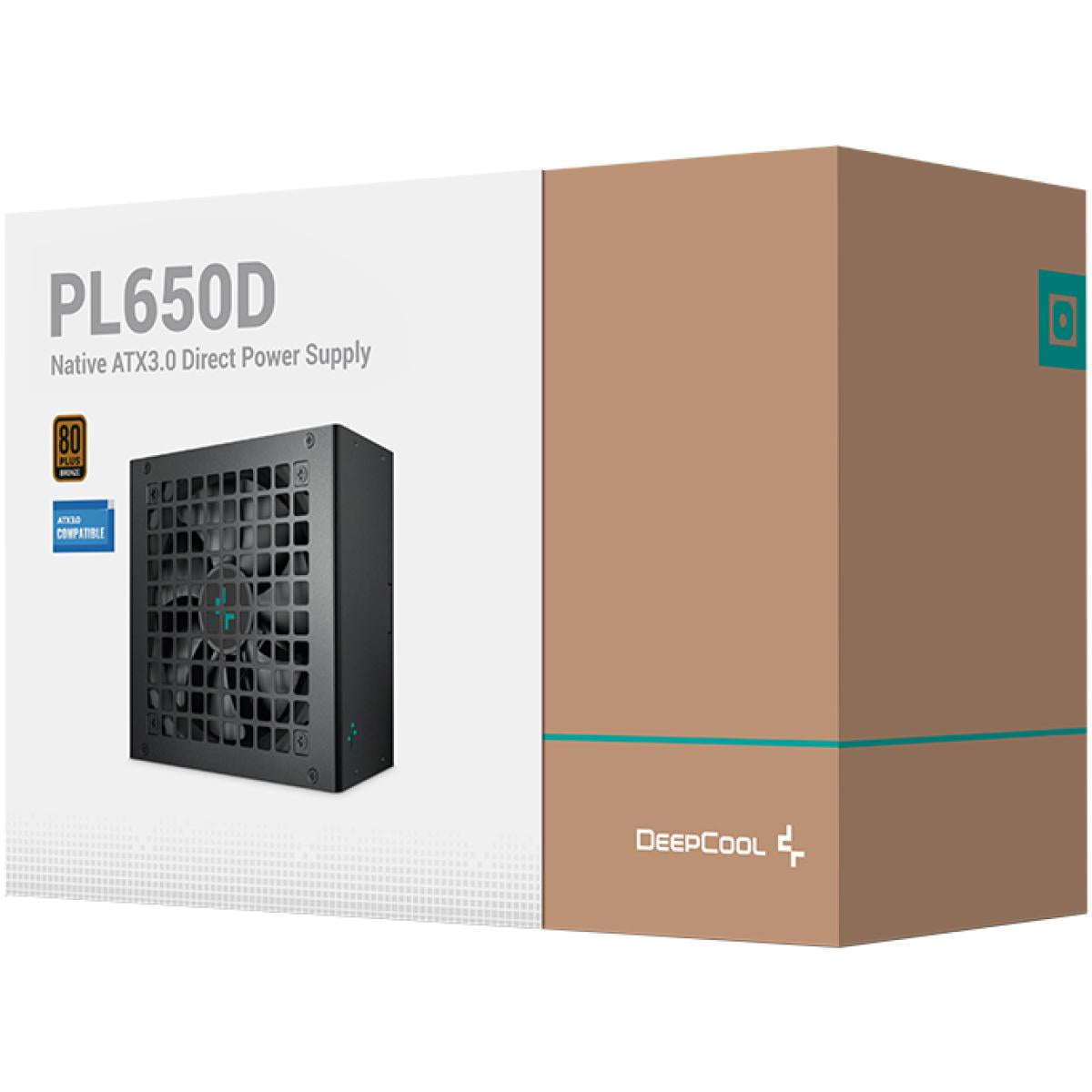 Deepcool Pl650d 80 Plus Bronze 650w Non Modular Atx12v V3.0 Hydro Bearing 120mm Fan Aive Pfc + Dc To Dc Black - CompuMe