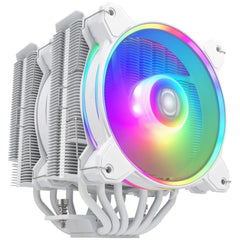 Cooler Master Hyper 622 Halo Dual Tower Air Cooler Halo² Fan Dual Loop ARGB Aluminum Top Cover 6 Heat Pipes 154mm Tall - White