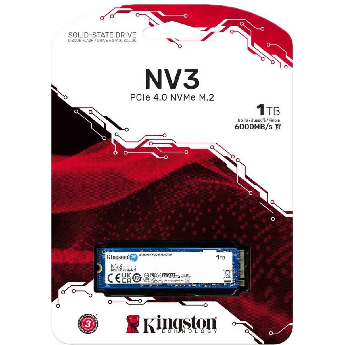 Kingston Nv3 1tb M.2 2280 Nvme Pcie Gen 4x4 Internal Ssd Up To 6000 Mb/s