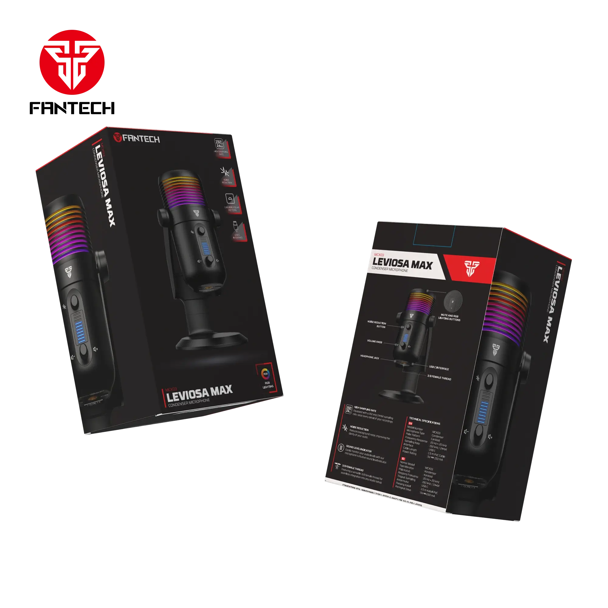 Fantech Mcx03 Leviosa Max Condenser Microphone Black Fantech Mcx03 Leviosa Max Condenser Microphone Black