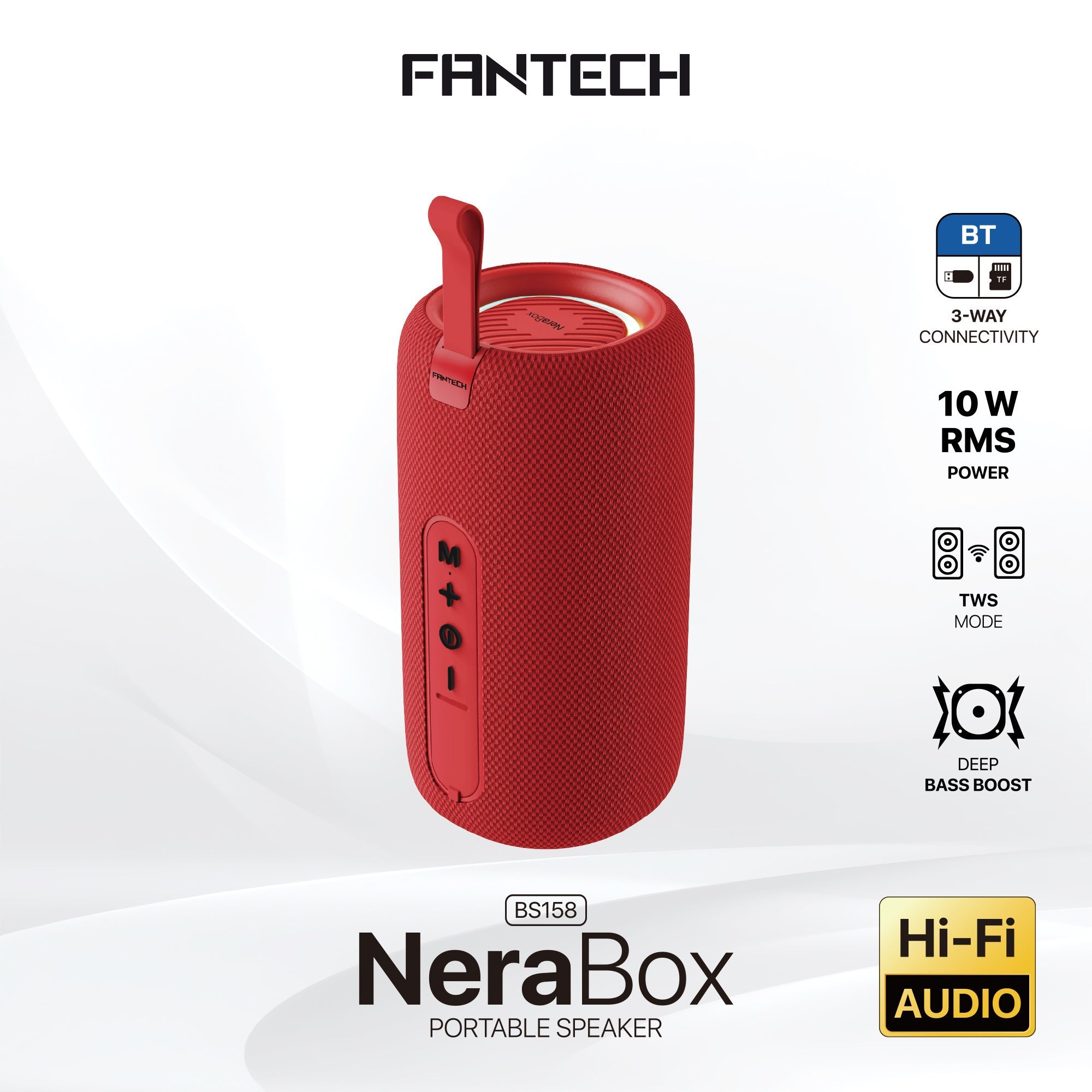FANTECH BS158 NeraBox 10W RMS PORTABLE SPEAKER - RED FANTECH BS158 NeraBox 10W RMS PORTABLE SPEAKER - RED