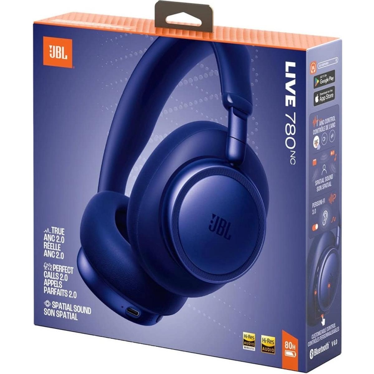 JBL Live 780NC - Noise Cancelling | JBL Signature Sound with Hi-Res Audio Wired & Wireless, True Adaptive Noise Cancelling 20, Real Time Calibration , Blue