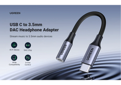 UGREEN USB-C Male to 3.5mm Female Audio Adapter with DAC Chip Hi-Res Audio 10CM (AV161)