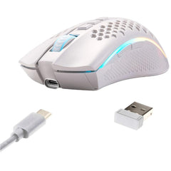 Redragon M808 Storm Pro Wireless RGB Honeycomb 16,000 DPI Optical Sensor 7 Programmable Buttons - White
