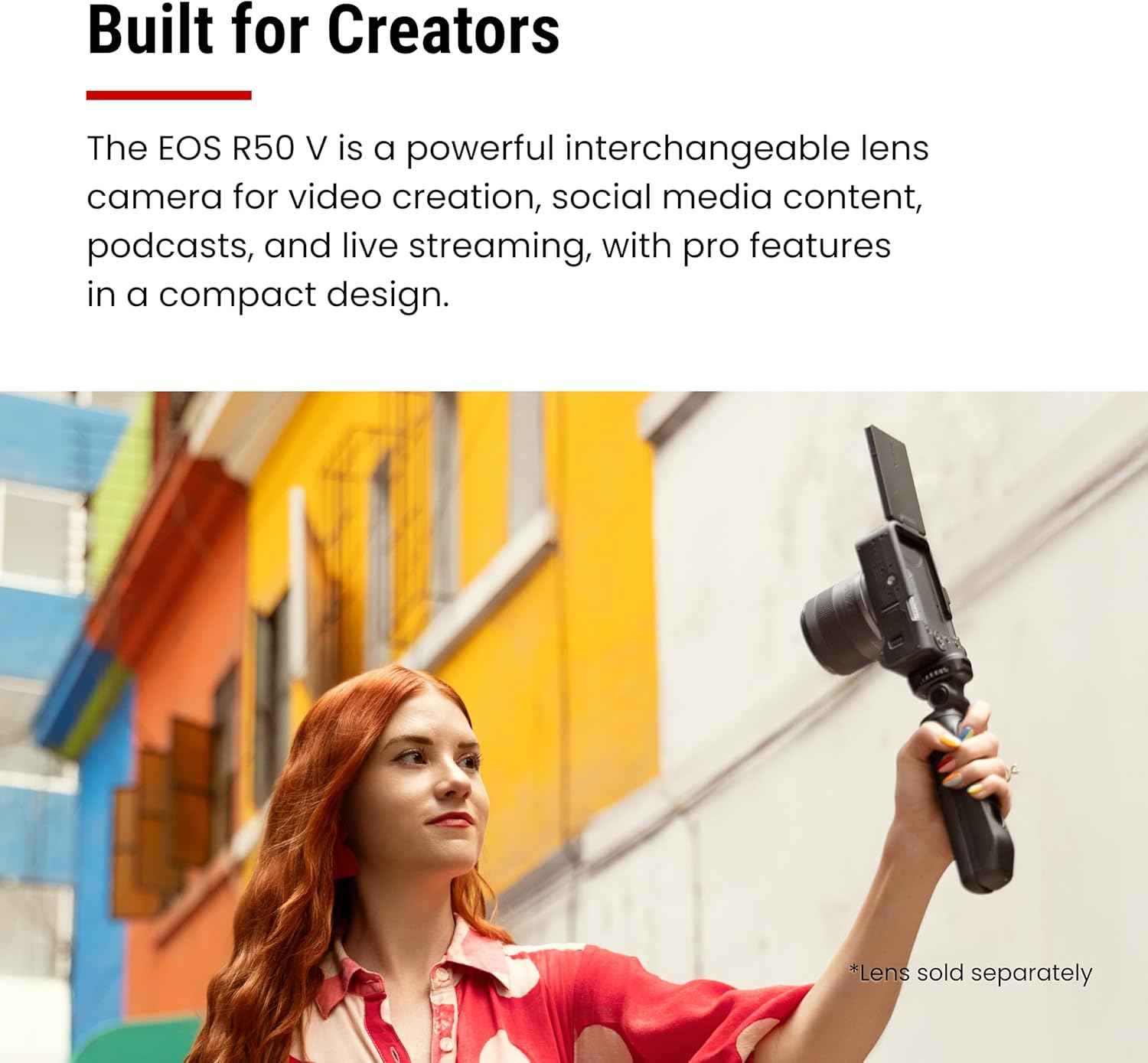 EOS R50 V Mirrorless Camera (Body Only) – APS-C Digital Camera, Flip Screen 4K Video, Interchangeable Lens Camera for Vlogging, Content Creation, Streaming, Filming, Podcasts, TikTok