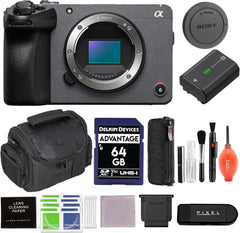 Sony FX30B Digital Cinema Camera (ILME-FX30B) Bundle with Gadget Bag + Lexar 800X 64GB SD Card + More