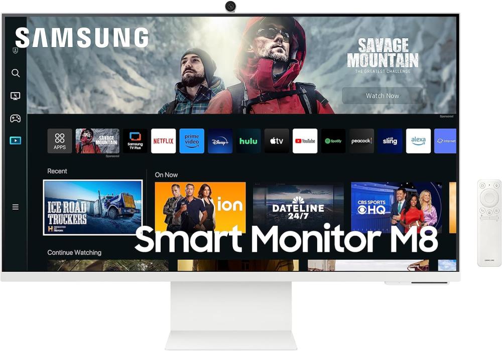 Samsung M8 Smart 32" 4K UHD, Tizen™ OS Flat Business Monitor, VA, 60Hz, 4ms(GTG), HDR10+, 99% sRGB, USB Type-C, Webcam, Microphone, Speakers, Remote Control & Ergonomic Stand, Warm White - 3 Years Warranty
