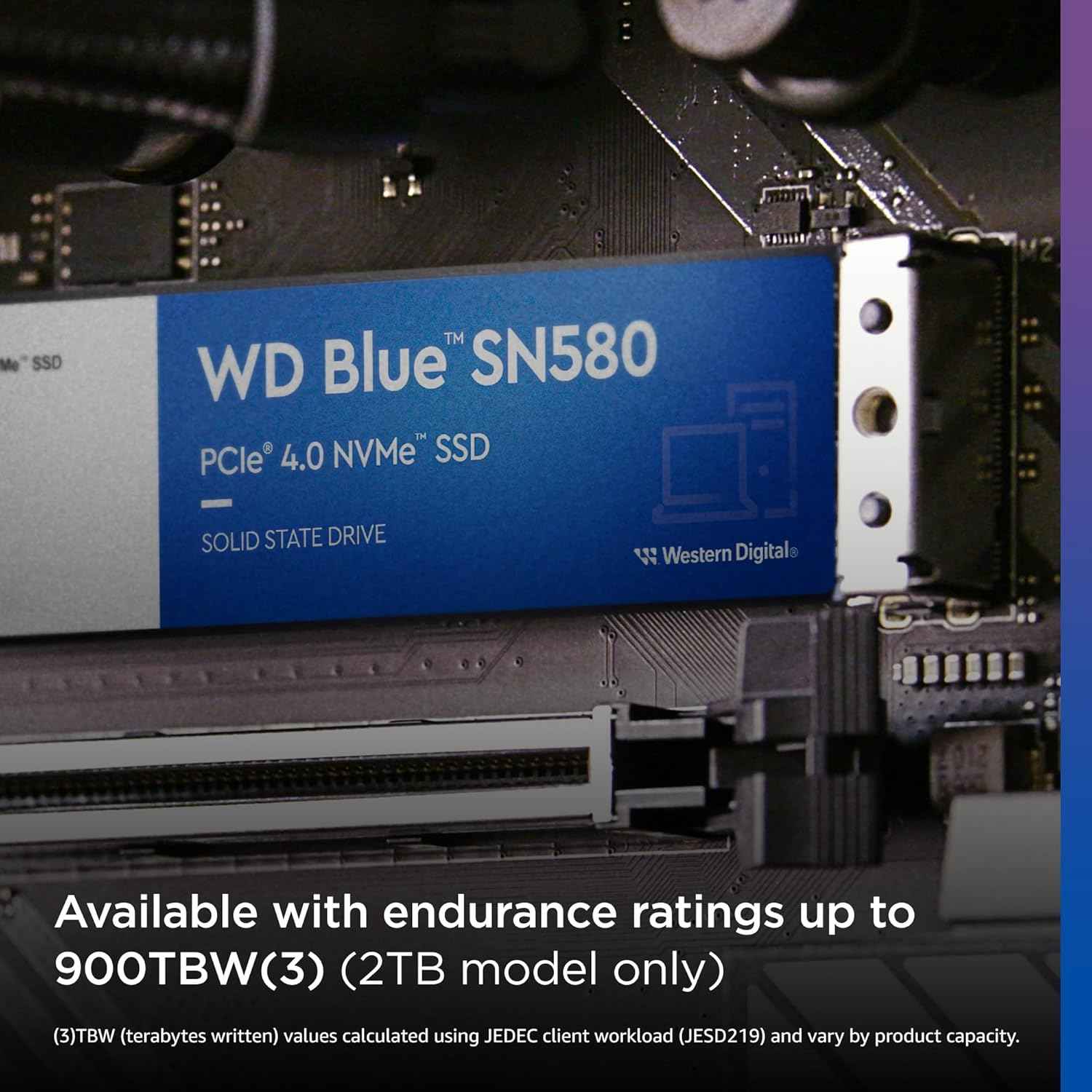 2TB WD Blue SN580 NVMe Internal Solid State Drive SSD - Gen4 x4 PCIe 16Gb/s, M.2 2280, Up to 4,150 MB/s - WDS200T3B0E