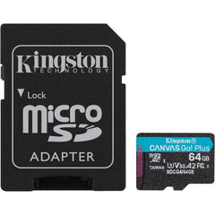 Kingston Canvas Go Plus 64GB microSD Card | Up to 200MB/s | Class 10, UHS-I, U3, V30, A2 | SDCG4/64GB | SDCG4/64GB |