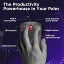 Lenovo 120 Wired Plug & Play USB Mouse, High Resolution 1600 DPI Optical Sensor, 3-Button Design with clickable Scroll Wheel, Ambidextrous, Ergonomic Mouse for Comfortable All-Day Grip