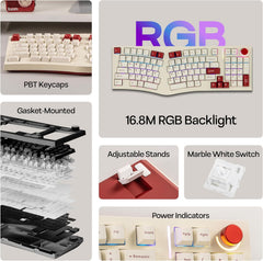 Feker Alice98 Ergonomic 98 Keys Custom Mechanical Keyboard, VIA Programmable, USB-C Wired Gaming Keyboard, Hot Swappable, 5 Layer Paddings, Control Knob, NKRO, RGB for Win/Mac (Beige)