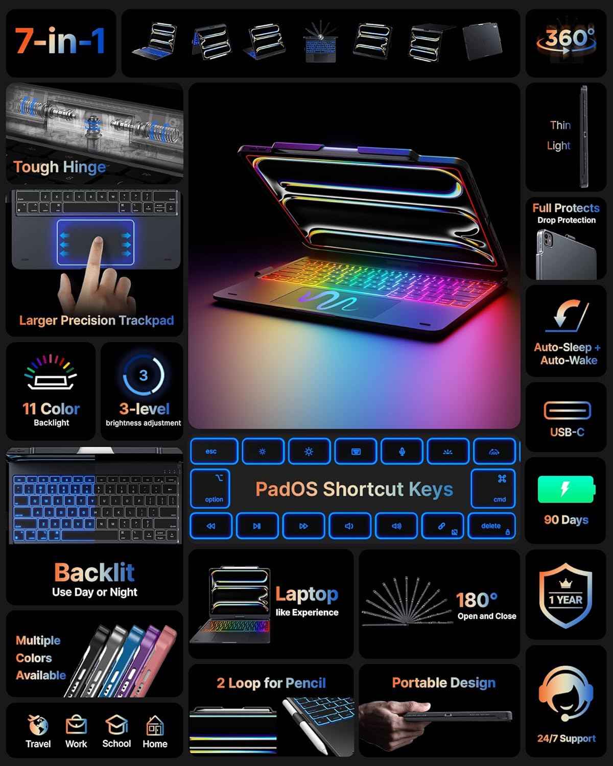 Touch Case 11 - Colors gaming keyboard for computer setup