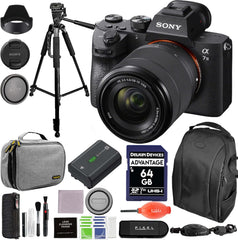 Alpha a7 III Full-Frame Mirrorless Camera Bundle with 28-70mm Lens, Camera Backpack, Handy Case, Tripod, 64GB SD Card, Rear Lens Cap + More | Sony a7 III
