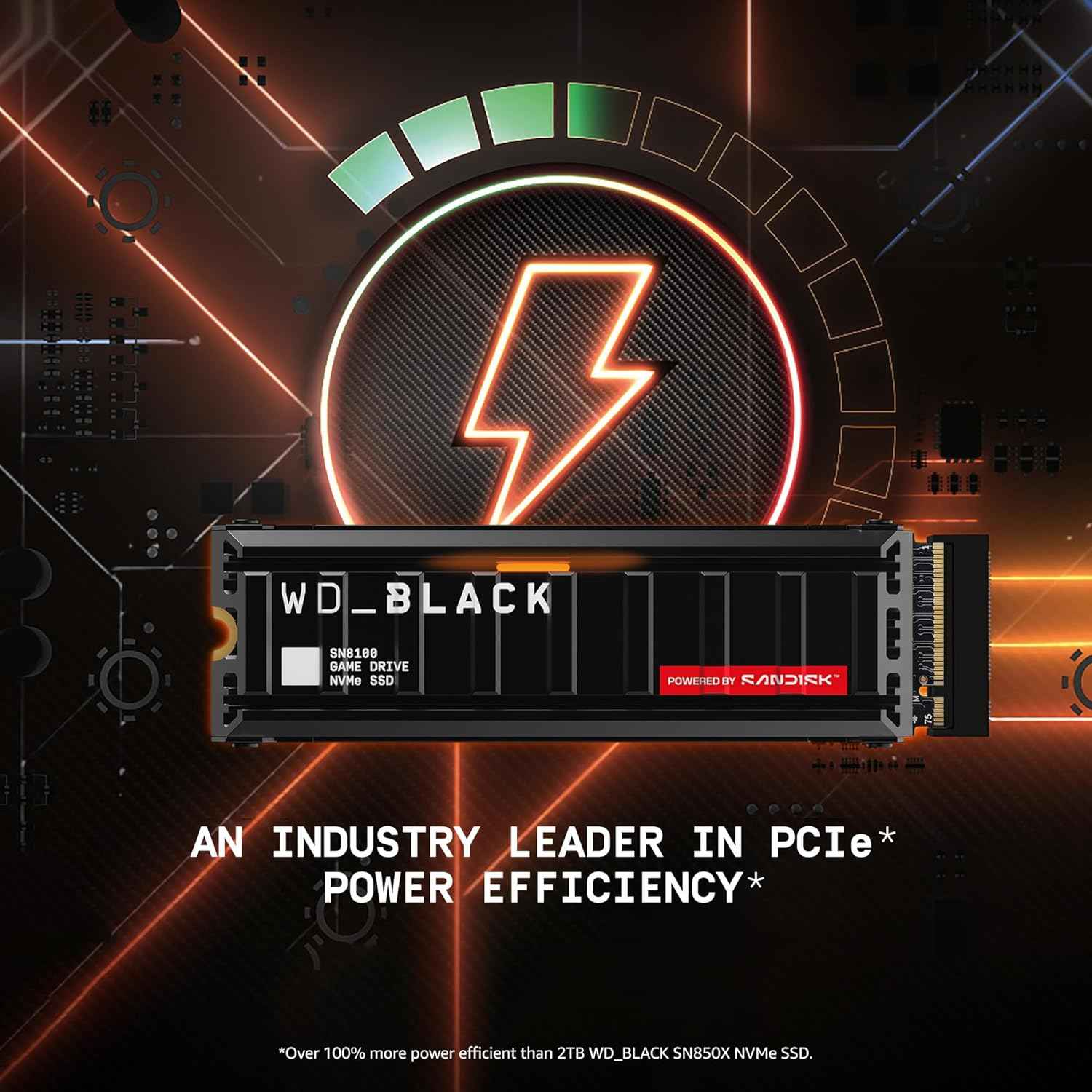 WD_Black SN8100 8TB NVMe SSD with Heatsink - PCIe 5.0x4, M.2 2280, Up to 14,900MB/s Read Speed, up to 11,000MB/s Write Speed, Best for AI Applications, Gaming, and Video Editing - WDS800T1XHM