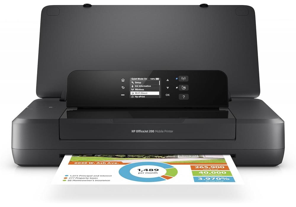 HP OfficeJet Pro 202 Printer Inkjet 9 ppm (black) and 6 ppm (colour) Business Printing Wireless Easy Portable Charge Printing Mobile Printer Long-Lasting Battery