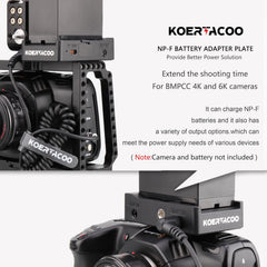 NP-F Battery Adapter Plate + BMPCC 4K and 6K DC Cable and LP-E6 Dummy Battery to Power Blackmagic Pocket Cinema Camera 4K/6K,Compatible with Sony NP-F970 F960 F770 F750 F570 F550 Battery.