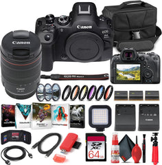 Canon EOS R6 Mark II Mirrorless Camera with 24-105mm f/4 Lens (5666C011) + 64GB Card + Case + Corel Photo Software + 2 x LPE6 Battery + Card Reader + LED Light + More (INTL. Model)