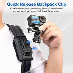 Backpack Mount Shoulder Strap Clip Holder 360° Bag Belt Adjust Quick Release Adapter for Insta360 X5 X4 Air Ace Pro 2 for DJI Osmo 360 Nano Action 6 5 Pro Pocket 3 for GoPro Max2 13 12 11 Accessories