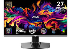 MSI MAG 272QP QD-OLED X50 - 26.5" Gaming Monitor, 2K WQHD, 500Hz, HDR True Black 500, G‑SYNC & FreeSync Premium Pro, 3 Year Warranty