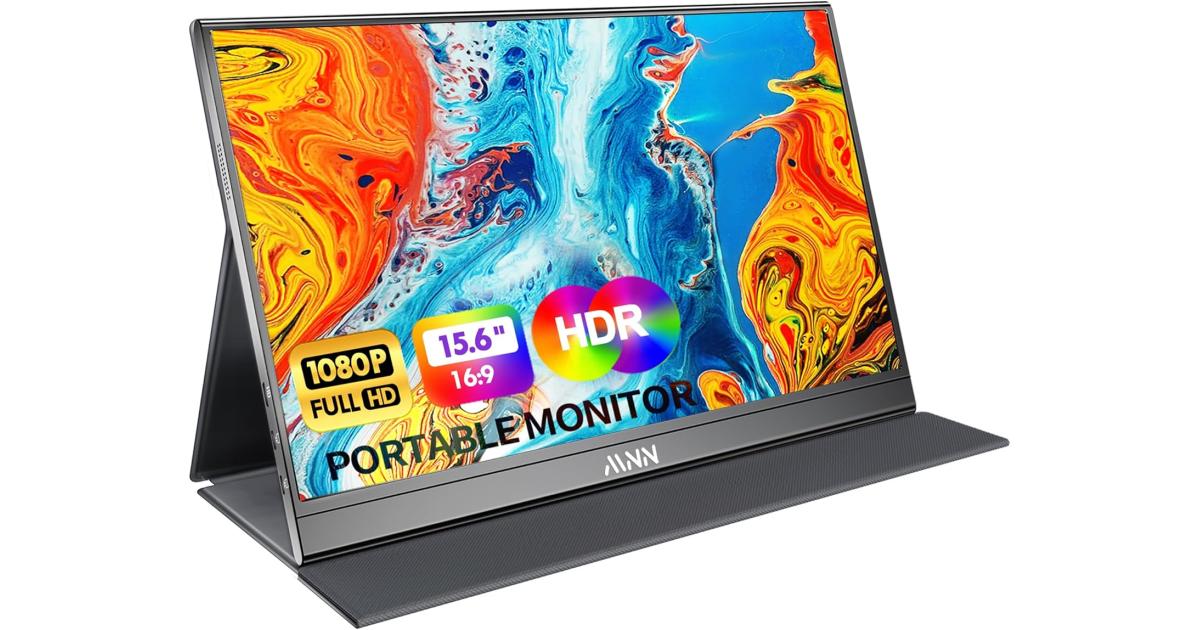 Portable Monitor 15.6" IPS 1080P 60HZ, USB C HDMI Gaming Ultra-Slim IPS Display &HDR Plug&Play, External Monitor for Laptop PC Phone Mac (15.6'' 1080P)
