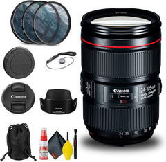 Canon EF 24-105mm f/4L is II USM Lens (1380C002) + Filter Kit + Cap Keeper + Cleaning Kit + More