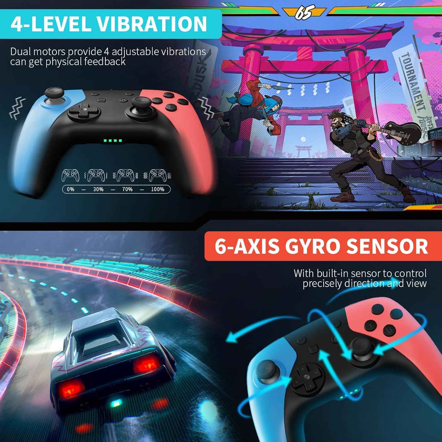 RGB wireless gamepad for computer setup