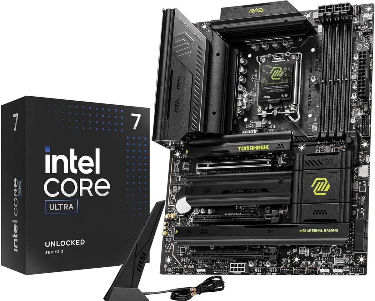 CPU Motherboard Combo - Intel Core Ultra 7 265K 20-Cores Unlocked Desktop Processor with Msi MAG Z890 Tomahawk WiFi Gaming LGA 1851 ATX Motherboard