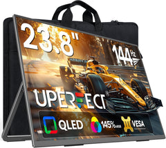 QLED 24" 144Hz Portable Monitor 1080P 145% sRGB 450Nits w/Stand & VESA, HDMI USB-C FHD Travel Monitor for Laptop/Gaming Devices/Phone/Mini PC, External Second Screen for Gaming & Work