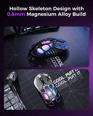 GravaStar Mercury X Wireless Gaming Mouse – 32,000 DPI PAW 3950 Sensor, 1000Hz Polling Rate, Only 49g, Magnesium Alloy Hollow Frame, RGB Lighting, 5 Programmable Buttons