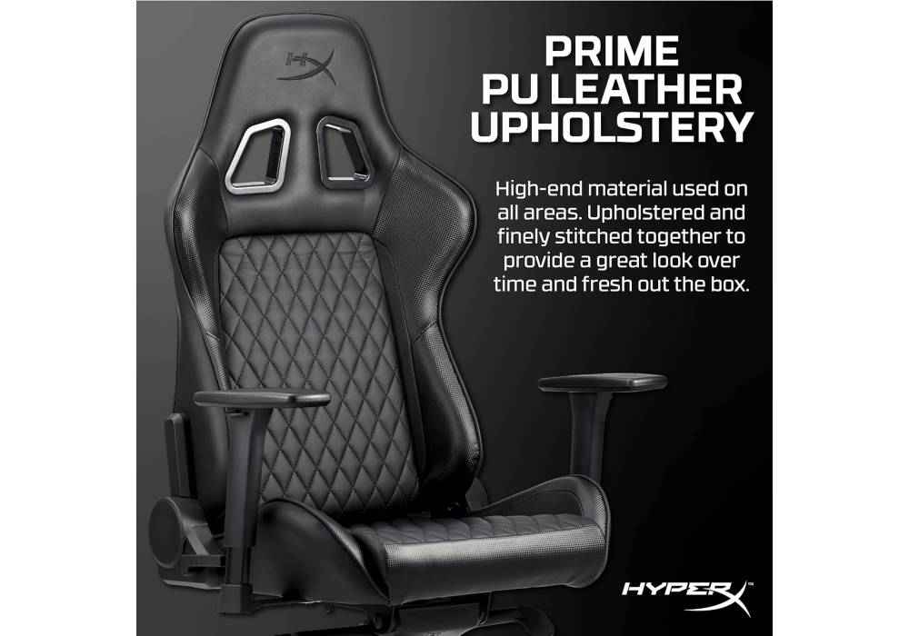 HyperX Jet Black Ergonomic Gaming Chair - Leather Upholstery PC Racing Chair