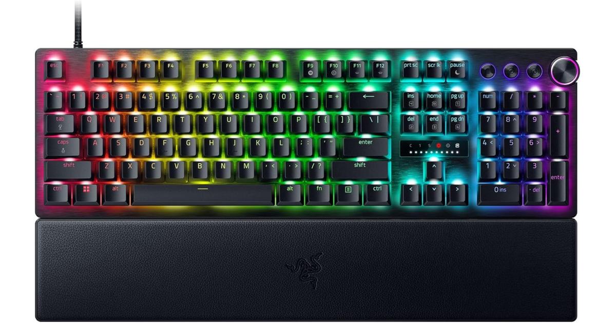 Razer Huntsman V3 Pro Esports Gaming Keyboard: Analog Optical Switches - Razer Snap Tap - Rapid Trigger - Adjustable Actuation - Media Keys & Dial - Doubleshot PBT Keycaps - Wrist Rest - Black
