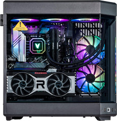 Black Praetix Custom Built Gaming Desktop PC (Intel i9-14900K, AMD Radeon RX 9060 XT, 32GB DDR5, 1TB PCIe SSD, RGB Fans, 360mm AIO, 1000W PSU, WiFi 6E, Bluetooth 5.2, RJ-45, Win 11 Home)