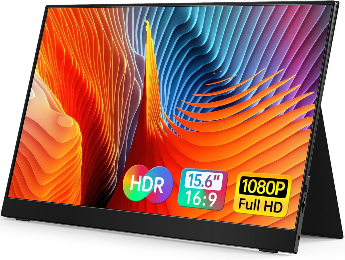 Portable-Monitor-for-Lapto - 15.6'' 1080P FHD IPS Display USB-C HDMI Portable Monitor for Laptop with Cover and Speakers External Monitor for Laptop/PC/Mac/Phone/Xbox Switch/PS4/