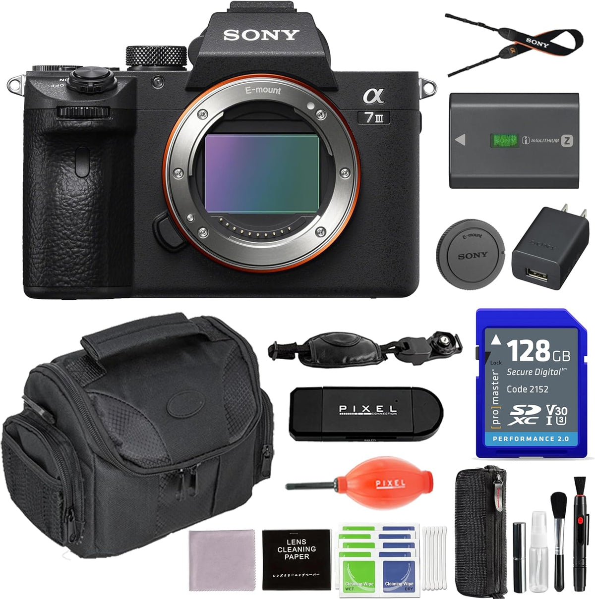 a7 III Mirrorless Digital Camera Bundle with 128GB SDXC Memory Card, Hand Strap, Gadget Bag + More | Sony Alpha 7III