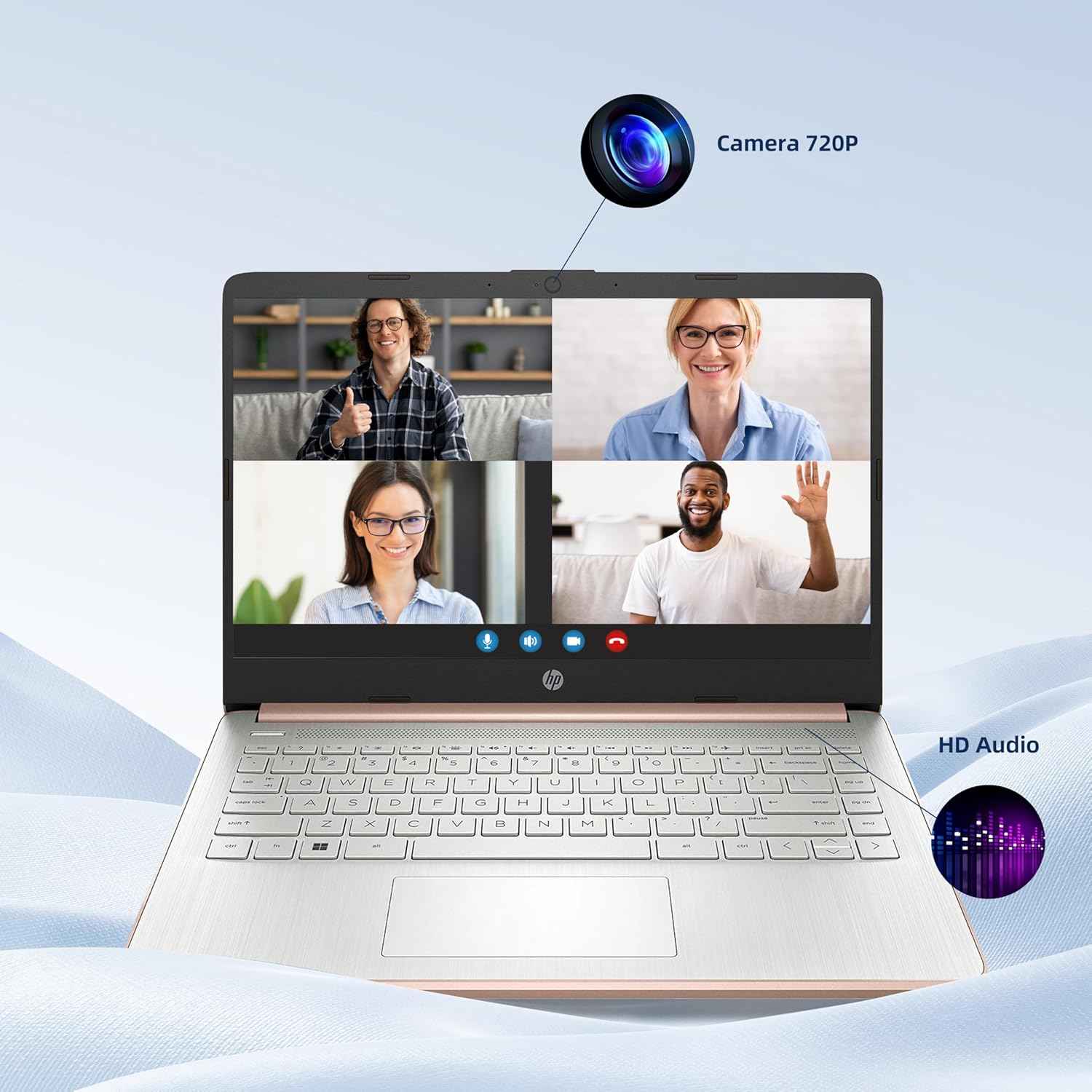 Pavilion Laptop 2026 Notebook for Students & Remote Work, Intel N150, 16GB RAM, 128GB Storage, 500GB External HDD, Lightweight, Long Battery Life, Wi-Fi 6, 1 Year Office 365, Win 11 Home S, Pink