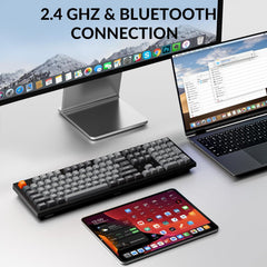 K10 Max Wireless Custom Mechanical Keyboard, QMK 2.4 GHz Bluetooth Full-Size with Hot-swappable Keychron Super Banana Switch Compatible with Mac Windows Linux (RGB Backlit)