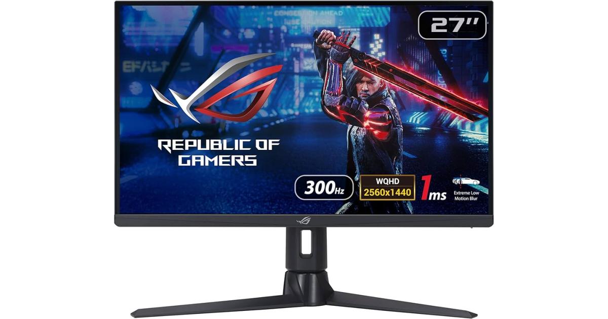 ASUS ROG STRIX (XG27AQMR) 27" Flat Gaming Monitor Fast IPS 2K (2560 x 1440) 300Hz 1ms(GTG), HDR10, DCI-P3 97% & sRGB 120%, 10Bit, G-Sync Compatible w/ Ergonomic Stand