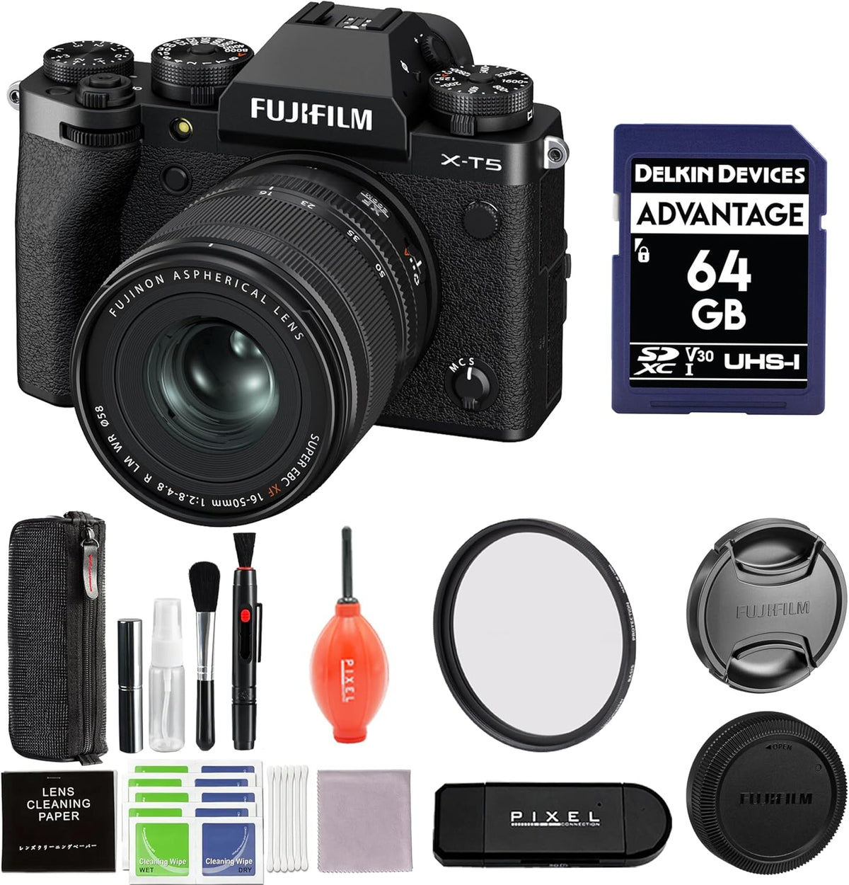 Fujifilm X-T5 Mirrorless Camera with XF 16-50mm f/2.8-4.8 Lens Black Bundle with Advanced Accessories | Fuji xt5