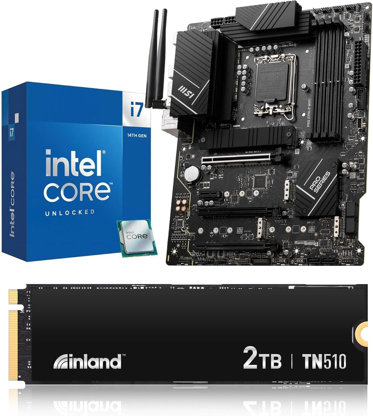 Micro Center 3-in-1 Combo: Intel Core i7-14700K Processor, Msi Pro Z790-P WiFi mobo, INLAND TN510 2TB Gen5x4 M.2 SSD