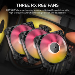 Titan 360 RX LCD Liquid CPU Cooler, 360mm AIO, Low-Noise FlowDrive Cooling Engine, Intel LGA 1851/1700 & AMD AM5/AM4, 3X RX120 RGB Fans, System Hub Included, Black