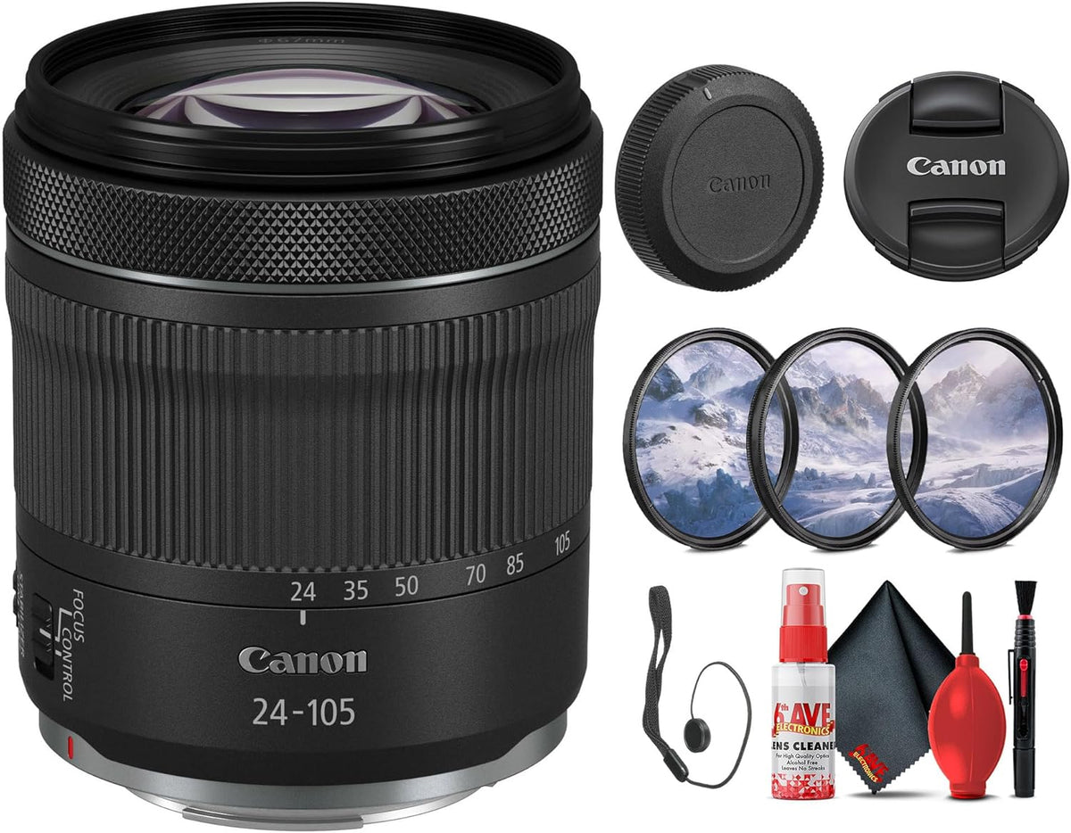 Canon RF 24-105mm f/4-7.1 is STM Lens (4111C002) + Filter Kit + Cap Keeper + Cleaning Kit