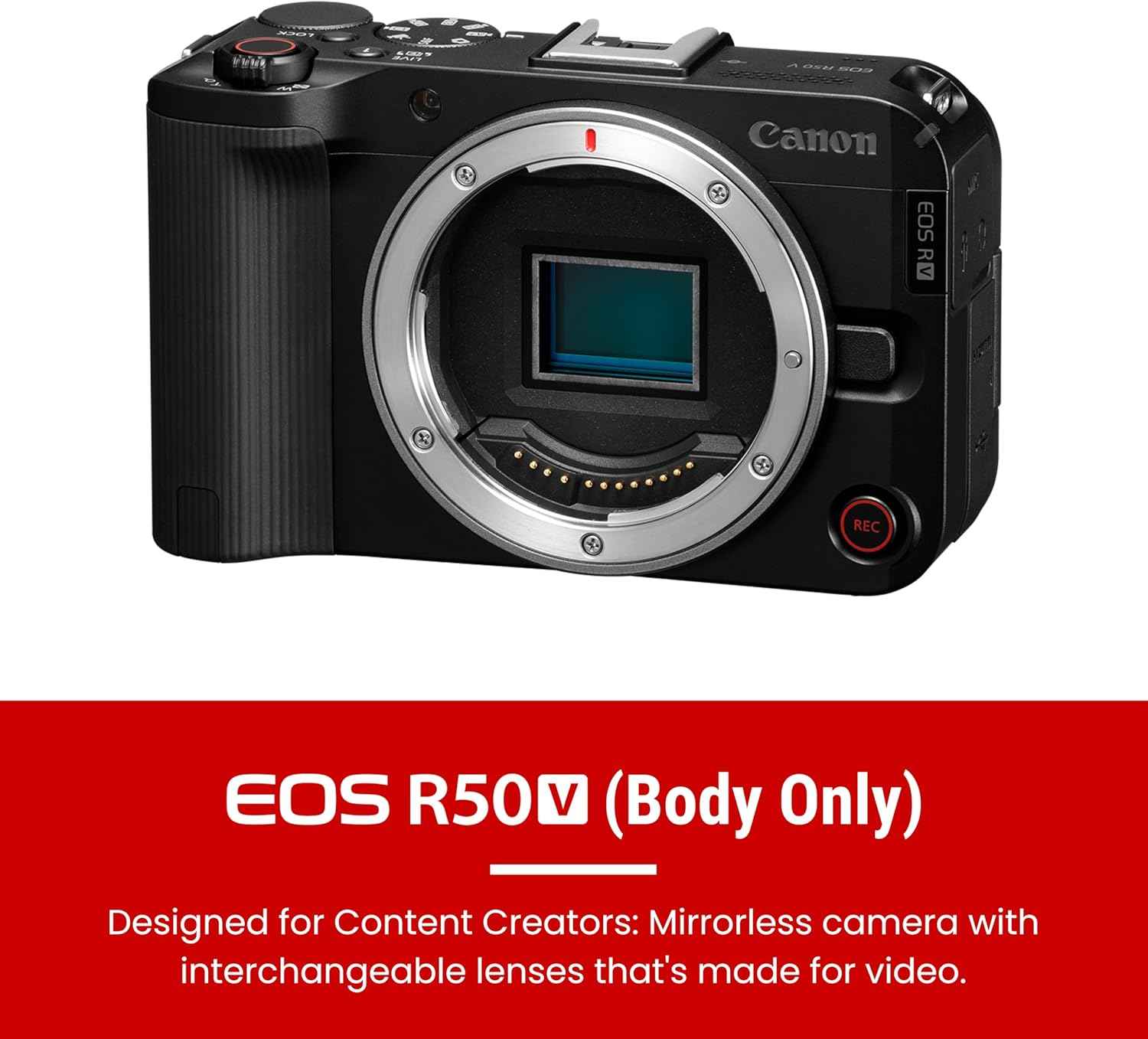 EOS R50 V Mirrorless Camera (Body Only) – APS-C Digital Camera, Flip Screen 4K Video, Interchangeable Lens Camera for Vlogging, Content Creation, Streaming, Filming, Podcasts, TikTok