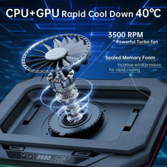 Cooling Pad for Razer Blade 18 16 14 15 Pro 17 Gaming Laptop,It is a well deserved heat dissipation monster, Ultra Powerful Booster Turbo Cooling Fan, 6 RGB Light Mode, Adjustable Speed, Touch Start ﻿