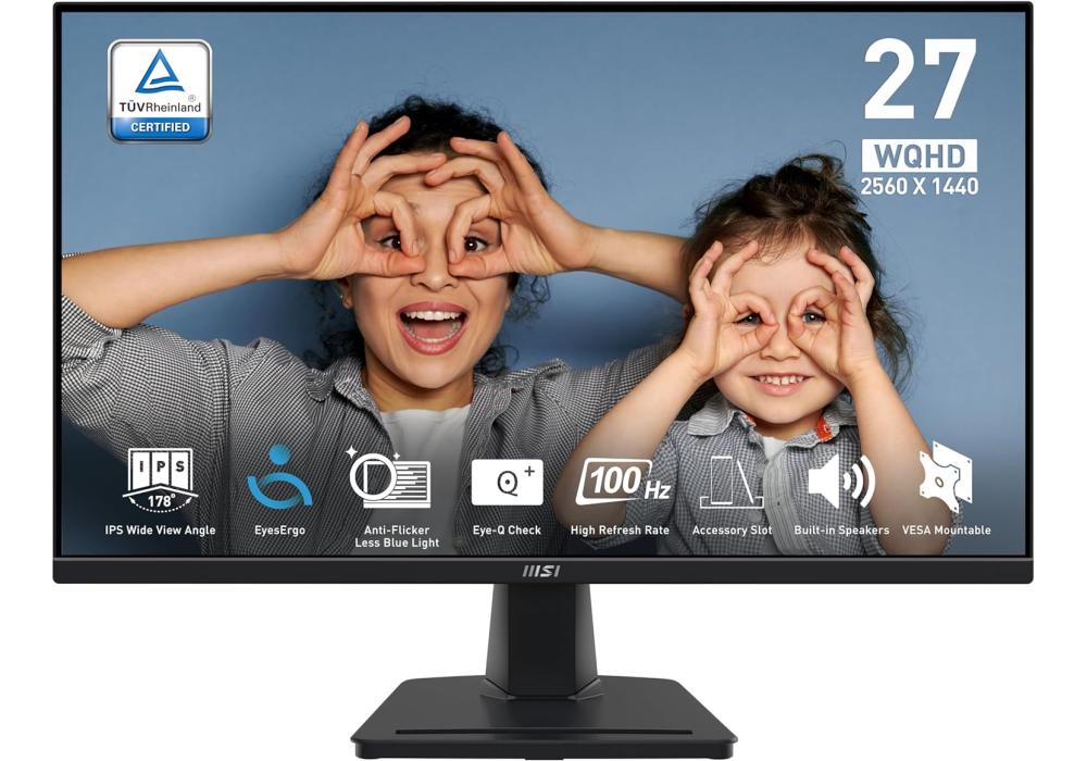 Monitor MSI PRO MP275Q 27 inch IPS 2560 x 1440 (2K) 100Hz HDMI & DP HDR Ready Built-In Speaker - 2 Years Warranty