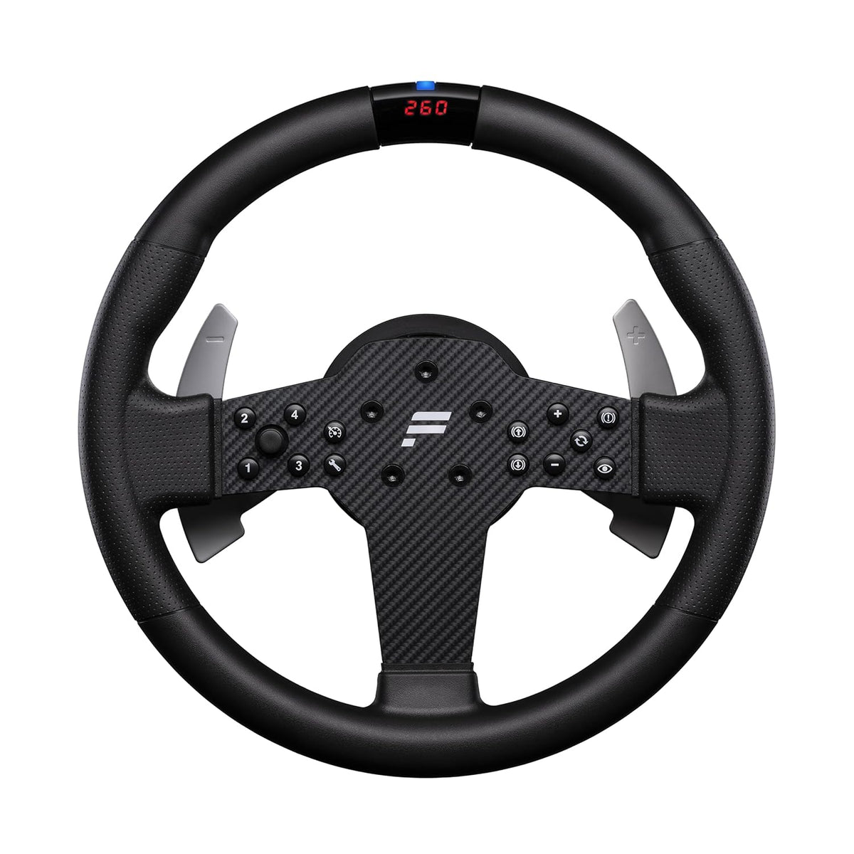 FANATEC Sim Racing CSL Steering Wheel P1 V2 (QR2 LITE) – Rubberised Grip, RevStripe, LED Display, Metal Shifter Paddles, QR2 LITE Wheel-Side Preinstalled – PC