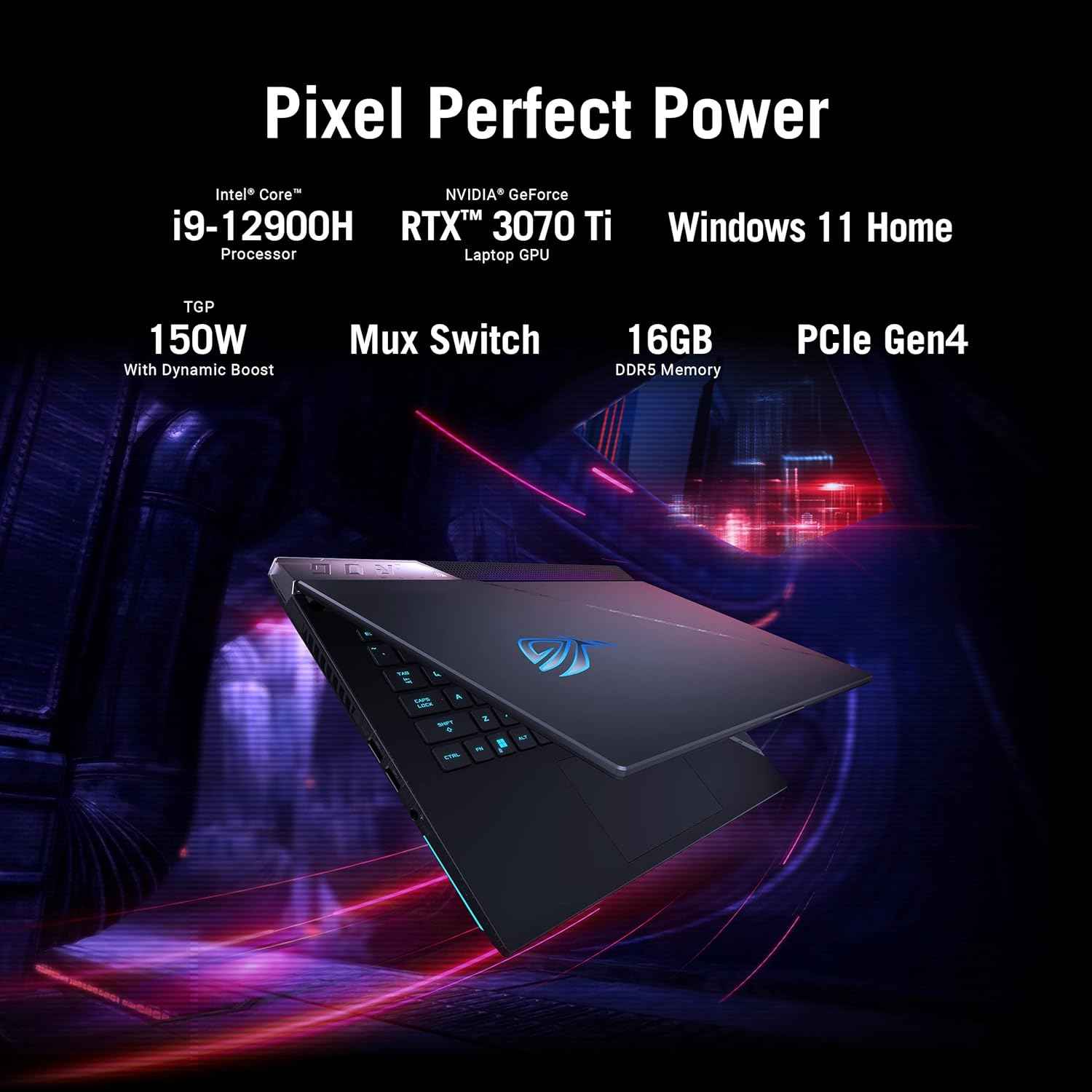 ROG Strix Scar 15 Gaming Laptop, 15.6â€ 240Hz IPS QHD Display, NVIDIA GeForce RTX 3070 Ti, Intel Core i9 12900H, 16GB DDR5, 1TB SSD, Per-Key RGB Keyboard, Windows 11 Home, G533ZW-AS94Q,Black