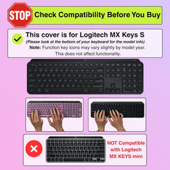 Raised Keyboard Cover for Long Nails – Fits Logitech MX Keys S Full-Size Keyboard - Silicone - The Original - Comfortable Typing, Quiet, Nail Protection (Violet Haze)