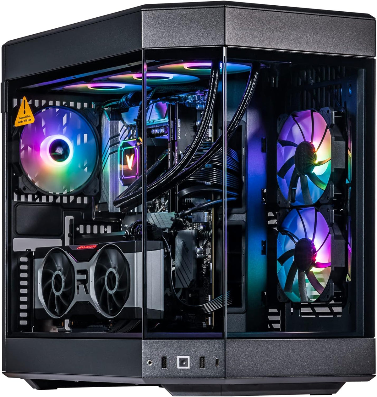 Black Praetix Custom Built Gaming Desktop PC (Intel i9-14900K, AMD Radeon RX 9060 XT, 32GB DDR5, 1TB PCIe SSD, RGB Fans, 360mm AIO, 1000W PSU, WiFi 6E, Bluetooth 5.2, RJ-45, Win 11 Home)