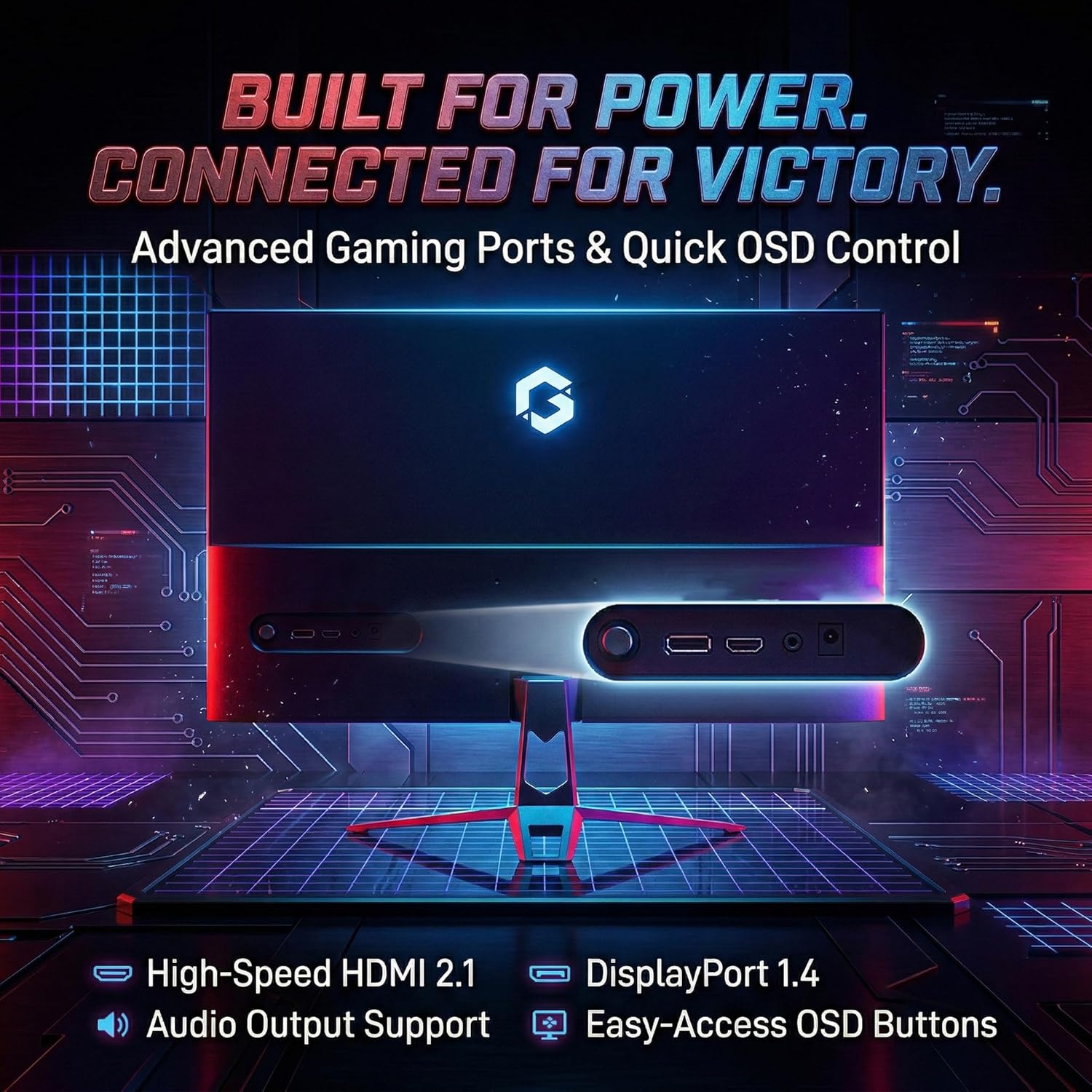 GAMEON GOES27QHD120IPS HDMI to HDMI PC case for desktop computer builds and component installation