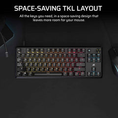 K70 CORE TKL RGB Tenkeyless Mechanical Wired Gaming Keyboard – Pre-Lubed MLX Red v2 Linear Switches, SOCD, ABS Double-Shot Keycaps, Sound Dampening, 1000Hz Polling, QWERTY NA – Black
